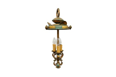 Lot 341 - AN IMPRESSIVE WROUGHT IRON FLOOR LAMP