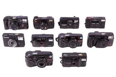 Lot 116 - Ten Olympus Point and Shoot Cameras.