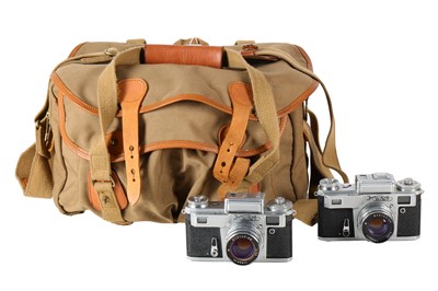 Lot 1157 - A Pair of Kiev 4 Rangefinder Cameras in a Billingham Bag.