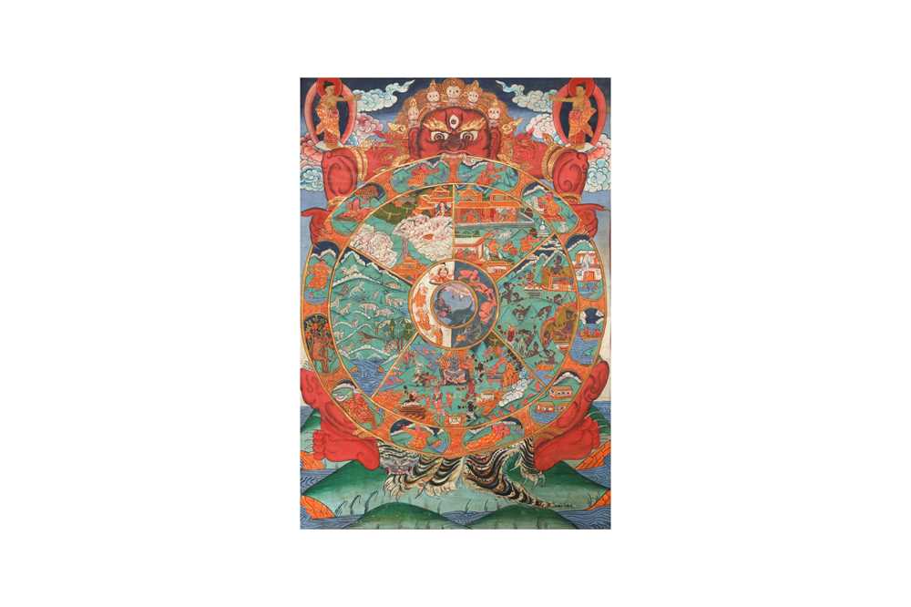 Lot 668 - A TIBETAN 'BHAVACAKRA' THANGKA