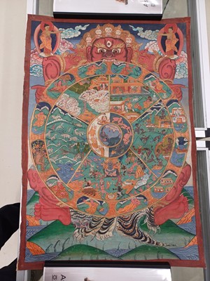 Lot 668 - A TIBETAN 'BHAVACAKRA' THANGKA