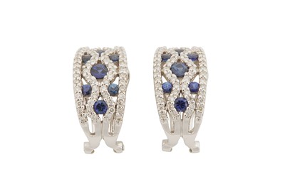 Lot 115 - A PAIR OF SAPPHIRE AND DIAMOND EARRINGS