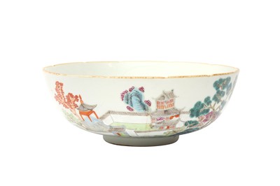Lot 788 - A CHINESE FAMILLE-ROSE 'LANDSCAPE' BOWL