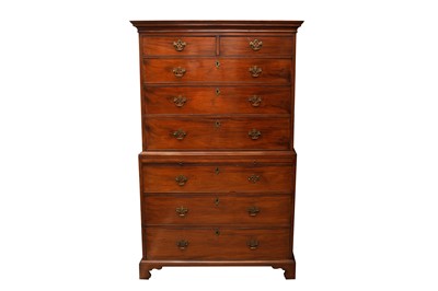 Lot 390 - A GEORGE III MAHOGANY CHEST ON CHEST