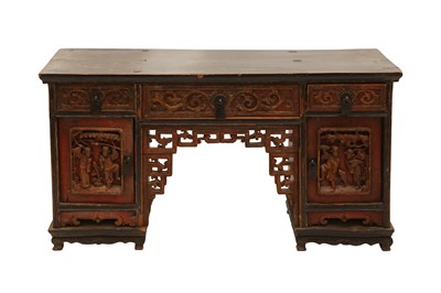 Lot 219 - A 19TH CENTURY SMALL CHINESE PEDESTAL DESK