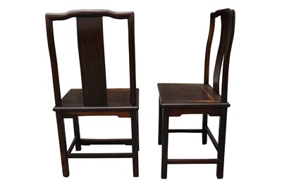 Lot 642 - A PAIR OF CHINESE MAHOGANY 'OFFICIAL'S HAT' CHAIRS
