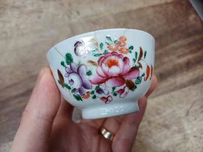 Lot 440 - FIVE CHINESE FAMILLE-ROSE CUPS AND TWO SAUCERS