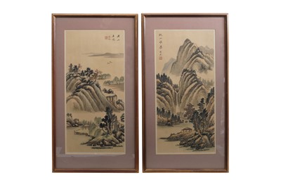 Lot 625 - FIVE CHINESE INK AND COLOUR ON SILK PAINTINGS
