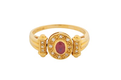 Lot 120 - A RUBY, SAPPHIRE AND DIAMOND REVERSIBLE RING