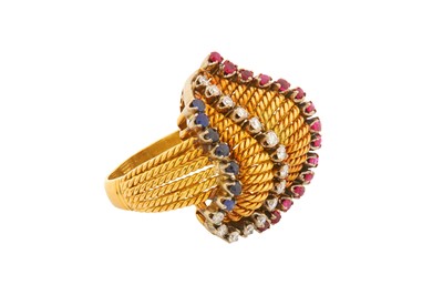 Lot 6 - A DIAMOND, RUBY AND SAPPHIRE RING