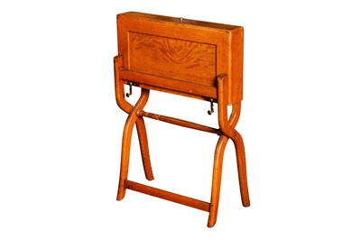 Lot 409 - AN OAK FOLDING CAMPAIGN DESK, CIRCA 1900