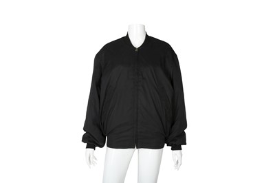 Lot 440 - Hermes Black Silk Print Reversible Bomber Jacket - Size 46