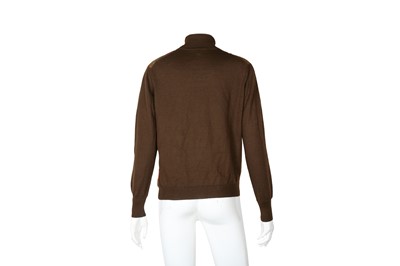 Lot 246 - Hermes Brown Wool Knit Silk Panel Twin Set -  Size 44