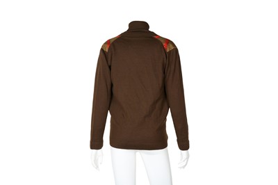 Lot 246 - Hermes Brown Wool Knit Silk Panel Twin Set -  Size 44