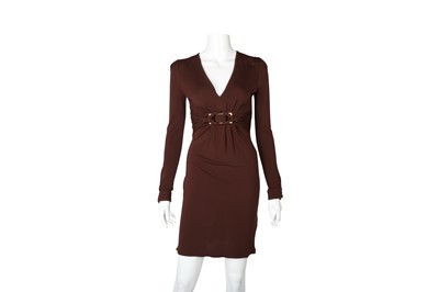 Lot 237 - Gucci Brown Crepe Long Sleeve Dress - Size XS