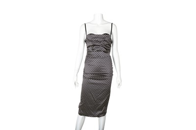 Lot 191 - Dolce & Gabbana Navy Silk Polko Dot Dress - Size 40