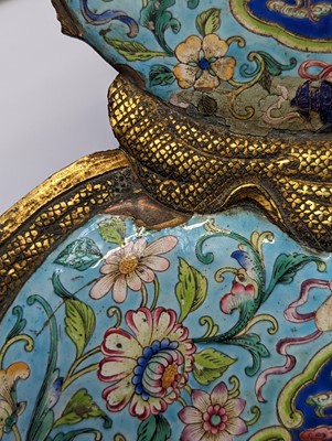 Lot 285 - A CHINESE CLOISONNÉ ENAMEL 'DAJI' GOURD PLAQUE