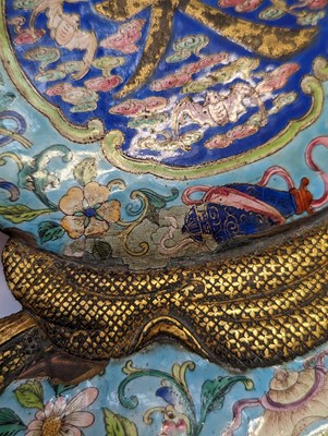Lot 285 - A CHINESE CLOISONNÉ ENAMEL 'DAJI' GOURD PLAQUE