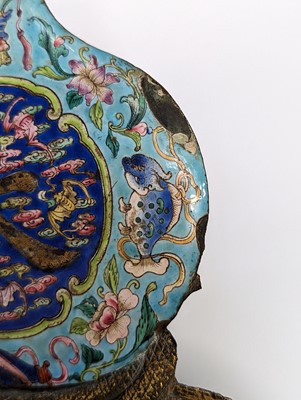 Lot 285 - A CHINESE CLOISONNÉ ENAMEL 'DAJI' GOURD PLAQUE