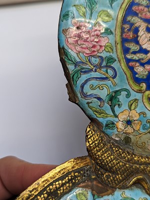 Lot 285 - A CHINESE CLOISONNÉ ENAMEL 'DAJI' GOURD PLAQUE