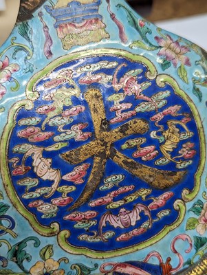 Lot 285 - A CHINESE CLOISONNÉ ENAMEL 'DAJI' GOURD PLAQUE