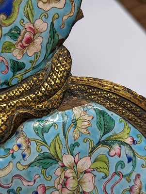 Lot 285 - A CHINESE CLOISONNÉ ENAMEL 'DAJI' GOURD PLAQUE