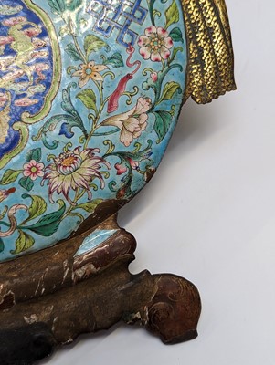 Lot 285 - A CHINESE CLOISONNÉ ENAMEL 'DAJI' GOURD PLAQUE