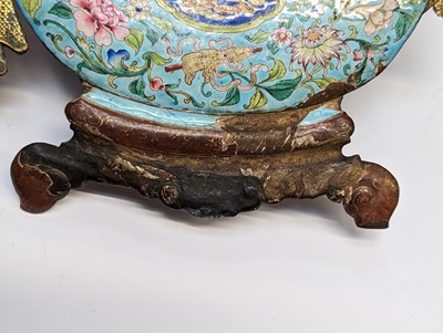 Lot 285 - A CHINESE CLOISONNÉ ENAMEL 'DAJI' GOURD PLAQUE