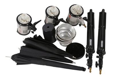 Lot 1237 - A 3-Head Prolinca Studio Flash Lighting Setup.