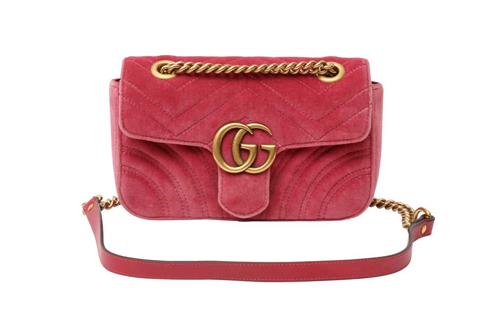 Lot 40 - Gucci Pink GG Mini Marmont Matelassé Bag