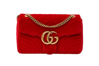 Lot 59 - Gucci Cherry Red GG Medium Marmont Matelassé Bag