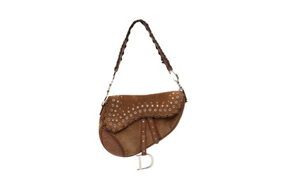 Lot 267 - Christian Dior Brown Suede Whipstitch Saddle Bag