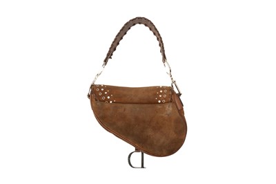 Lot 267 - Christian Dior Brown Suede Whipstitch Saddle Bag