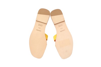 Lot 10 - Hermes Yellow Suede Oran Sandal - Size 37.5