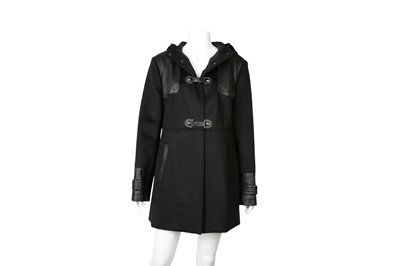 Lot 590 - Tod's Black Wool Felt Hooded Duffle Coat - Size 46