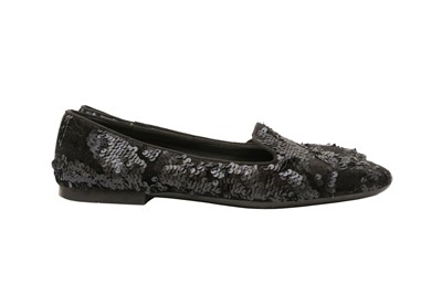 Lot 540 - Tod's Black Sequin Embellished Loafer - Size 38.5