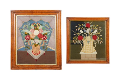 Lot 382 - TWO 19TH CENTURY EMBROIDERED PANELS