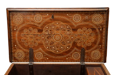 Lot 48 - A 19TH CENTURY SPANISH INLAID ALLA CERTOSINA MARRIAGE CHEST OR CASSONE