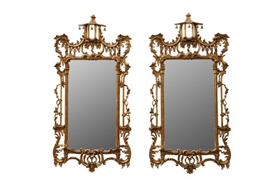 Lot 89 - A PAIR OF CHIPPENDALE-STYLE PAGODA GILTWOOD MIRRORS
