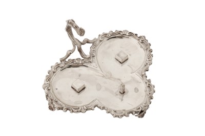 Lot 365 - A Victorian sterling silver three-piece cruet set on stand, London 1883 by William Leuchars