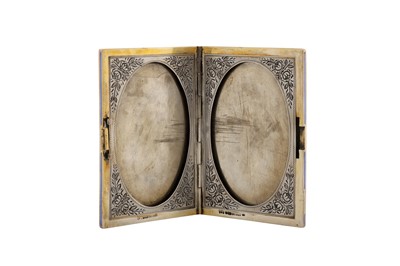 Lot 57 - An early 20th century Austrian 935 standard silver and guilloche enamel double photograph frame, Vienna circa 1922 by Leo Wagner (active 1910-24)