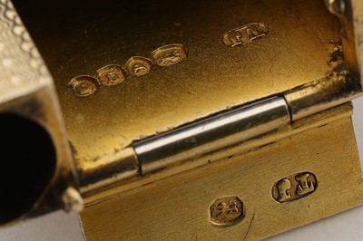 Lot 37 - A Victorian sterling silver gilt combination lighter, vesta case and cigarillo cutter, London 1862 by Thomas Johnson I