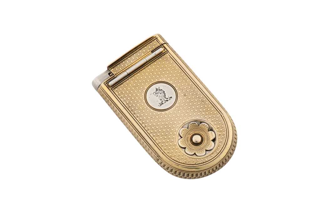 Lot 37 - A Victorian sterling silver gilt combination lighter, vesta case and cigarillo cutter, London 1862 by Thomas Johnson I