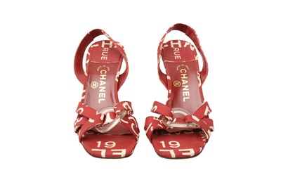 Lot 40 - Chanel Red Graffiti Heeled Sandal - Size 38.5