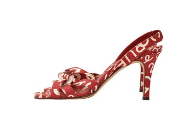 Lot 40 - Chanel Red Graffiti Heeled Sandal - Size 38.5