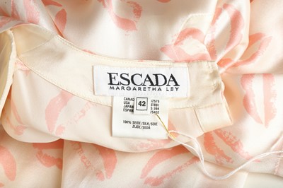 Lot 13 - Escada Ivory Silk Lip Print Blouse - Size 42