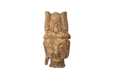 Lot 581 - A CHINESE SANDSTONE HEAD OF A BODHISATTVA