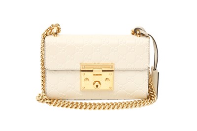 Lot 475 - Gucci White Guccissima Small Padlock Shoulder Bag