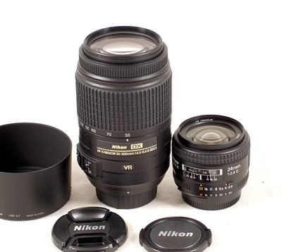 Lot 1329 - Nikkor 24mm f2.8 & 55-300mm AF-S G Lenses