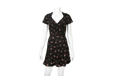 Lot 546 - Miu Miu Black Silk Print Mini Tea Dress - Size 36